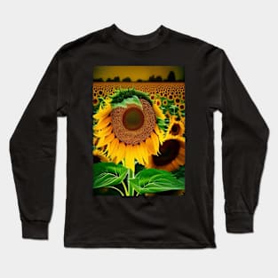 MOODY SUNFLOWER FIELD Long Sleeve T-Shirt